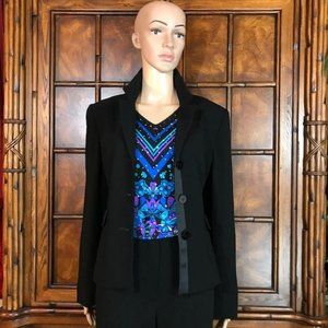 Anne Klein Provence Couture Grosgrain Curved Pocket Jacket